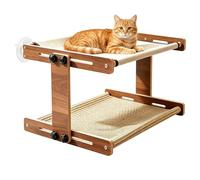 Genérico Cat Window Hammock - Wood Mesh Fabric Material 63/47cm Adjustable Pet Bed - Strong Hanging Cat Rest - Comfortable Space Saver For Bedside Cabinets and Year Round Use