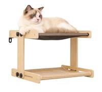 Genérico Cat Window Perch - Double Layer 18-Inch Hanging Cat Hammock, Solid Wooden Floating Pet Bed, Four Season Sleeping | Easy Adjustable Mount For Windowsill Bedside Cabinet Drawer Balcony