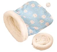 Genérico Cat Winter Sleeping Bag, Semi Closed Cozy Bed, 21.65x17.72 Inches, Plush Calming Sack, Warm Insulated Nest, Soft Fleece with Tail Ball for Indoor Cats in Cold Weather (Multicolor)