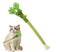 Genérico Cat Wood and Polygonum Chew Stick, Simulated Celery Cat Teasing Toy with Bell, Bite-Resistant Cleaning Tõy For Adult Cats and Kittens, Interactive Play Wand, 1-Piece Green Ând Natural