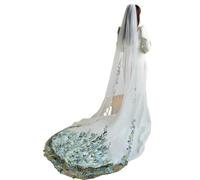 Genérico Cathedral Long Wedding Bridal Veils Floral Flowers Leaves Edge Comb Brides