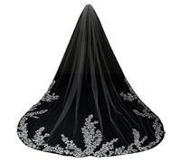 Genérico Cathedral Wedding Veil with 3D Flower Appliques, 1-Layer Long Bridal Veil 300cm for Bride Accessories