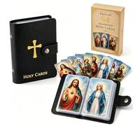 Genérico Catholic Faux Leather Holy Card Holder - Pocket Prayer Card Organizer with Snap Closure, Holds 40 Holy Cards, Portable Catholic Prayer Cards Holder/Holy Cards Holder Book for Women Men (#A)