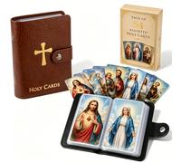 Genérico Catholic Faux Leather Holy Card Holder - Pocket Prayer Card Organizer with Snap Closure, Holds 40 Holy Cards, Portable Catholic Prayer Cards Holder/Holy Cards Holder Book for Women Men (#D)