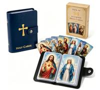 Genérico Catholic Faux Leather Holy Card Holder - Pocket Prayer Card Organizer with Snap Closure, Holds 40 Holy Cards, Portable Catholic Prayer Cards Holder/Holy Cards Holder Book for Women Men (#C)
