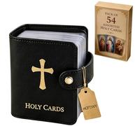 Genérico Catholic PU Leather Holy Card Holder, Pocket Prayer Card Organizer with Snap Closure for 40 Sleeves, Portable Travel Wallet for Religious,Books Bible Accessory