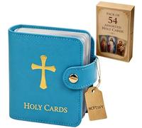 Genérico Catholic PU Leather Holy Card Holder, Pocket Prayer Card Organizer with Snap Closure for 40 Sleeves, Portable Travel Wallet for Religious,Books Bible Accessory