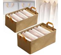 Genérico Cation Multi-Functional Folding Wardrobe, Folding Wardrobe Storage Box, Large Ultra Space Clothes Drawer Organizer, with Handle for Various Bedding (Beige A*2)