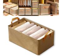 Genérico Cation Multi-Functional Folding Wardrobe, Pickelect Multi-Functional Storage Boxes, 18.50 * 11.02 * 7.87in Foldable, Ultra Space Clothes Drawer Organizer Closet with Handle (Khaki*1)