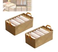 Genérico Cation Multi-Functional Folding Wardrobe, Pickelect Storage Boxes, Foldable Jeans Organizer for Closet, 18.5"x11"x7.87", Ultra Space Wardrobe Clothes Organizer with Handle (Khaki*2pcs)