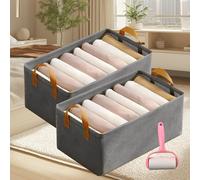 Genérico Cation Multi-Functional Folding Wardrobe, Pickelect Storage Boxes, Large Wardrobe Clothes Storage Organiser, Ultra Space Clothes Drawer Organizer Closet with Handle for Various (2-Gray,M)