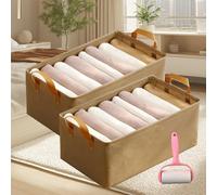 Genérico Cation Multi-Functional Folding Wardrobe, Pickelect Storage Boxes, Large Wardrobe Clothes Storage Organiser, Ultra Space Clothes Drawer Organizer Closet with Handle for Various (2-Khaki,M)