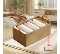 Genérico Cation Multi-Functional Folding Wardrobe, Pickelect Storage Boxes, Large Wardrobe Clothes Storage Organiser, Ultra Space Clothes Drawer Organizer Closet with Handle for Various (Khaki,L)
