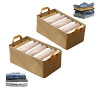 Genérico Cation Multi-Functional Folding Wardrobe, Pickelect Storage Boxes, Wardrobe Pants Storage Container, Ultra Space Clothes Drawer Organizer Closet, Stackable Storages Box for Clothes (2 Khaki)