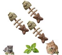Genérico Catnip and Silvervine Chew,Durable Wooden Natural Edible Creative Fish Bone Cat Dental Chew Toy,for Cats Indoor Pets and Cleaning Calming Enrichment Fun (Mix-3)