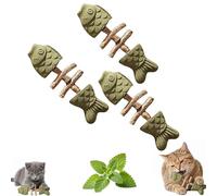Genérico Catnip and Silvervine Chew,Durable Wooden Natural Edible Creative Fish Bone Cat Dental Chew Toy,for Cats Indoor Pets and Cleaning Calming Enrichment Fun (Catnip-3)
