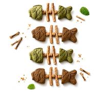 Genérico Catnip and Silvervine Chew Toys for Indoor Cats - Durable Natural Wood Fish Bone Teething Stick for Aggressive Chewers, Teeth Cleaning & Dental Care, Interactive Boredom Relief (B)