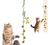 Genérico Catnip Door Wand Toy - Interactive Retractable Play, Indoor Kitten Games, Adjustable Elastic Cat Exercise Training System, Hanging Doorway Jump Engagement Set for Small Medium Breeds