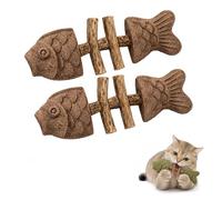 Genérico Catnip & Silvervine Chew,Silvervine Cat Toy,Natural Catnip & Silvervines Teeth Cleaning Stick,Fish Bone Shaped Chewing,Fix Cat Dental Health (Insect Gall Fruit,4 pc)