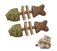 Genérico Catnip & Silvervine Chew,Silvervine Cat Toy,Natural Catnip & Silvervines Teeth Cleaning Stick,Fish Bone Shaped Chewing,Fix Cat Dental Health (Mix Flavor,2 pc)