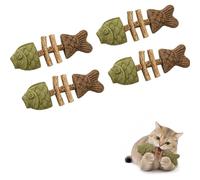 Genérico Catnip & Silvervine Chew,Silvervine Cat Toy,Natural Catnip & Silvervines Teeth Cleaning Stick,Fish Bone Shaped Chewing,Fix Cat Dental Health (Mix Flavor,4 pc)