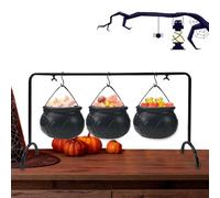 Genérico Cauldron Bowl, Halloween Treat Bucket, 22.05in Decorative Iron Pot, Authentic Handle Design, Multi Purpose Serving Container for Kitchen, Porch, Outdoor, Table Decor, Display, Treats