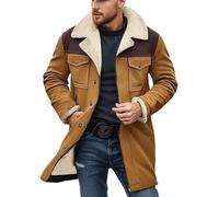 Genérico Cazadora Bomber Hombre - Chaqueta De Gamuza para Hombre Abrigos con Cuello Chaqueta De Piel Sintética Chaqueta De Moto con Cremallera para Hombre Abrigos Tops Retro (Khaki M)