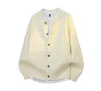 Genérico Cazadora Bomber Hombre - Chaqueta Tipo Cárdigan De Punto Informal para Hombre Corte Holgado Elegante con Botones Y Abertura Frontal Abrigo Cómodo Y Ligero (White M)