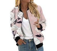 Genérico Cazadora Bomber Mujer, Chaqueta Mujer Verano, Elástica Puños Retro Moda Ligera para Exteriores Elástica Cardigan Bomber Corte Regular Informal Entretiempo Otoño Y Primavera Jacket Outerwear