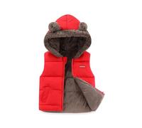 Genérico Cazadora Cuero Niño - Chaleco Acolchado con Capucha Invierno Infantil Abrigo Caliente Sin Mangas Cremallera para Niño Niña Bebé