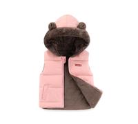 Genérico Cazadora Cuero Niño - Chaleco Acolchado con Capucha Invierno Infantil Abrigo Caliente Sin Mangas Cremallera para Niño Niña Bebé