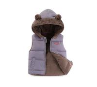 Genérico Cazadora Cuero Niño - Chaleco Acolchado con Capucha Invierno Infantil Abrigo Caliente Sin Mangas Cremallera para Niño Niña Bebé