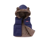 Genérico Cazadora Cuero Niño - Chaleco Acolchado con Capucha Invierno Infantil Abrigo Caliente Sin Mangas Cremallera para Niño Niña Bebé