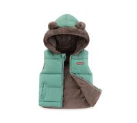 Genérico Cazadora Cuero Niño - Chaleco Acolchado con Capucha Invierno Infantil Abrigo Caliente Sin Mangas Cremallera para Niño Niña Bebé