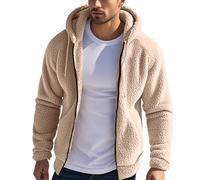 Genérico Cazadora De Invierno Para Hombre Forro Polar Ligera Chaqueta De Borrego Termico Abrigo Con Capucha Y Cremallera Oversize Parka Bomber Moto Nieve Chaquetones Caqui L