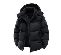 Genérico Cazadora Hombre Invierno, Chaqueta Acolchada con Capucha Cuello Mao De Cremallera, Plumíferos Moda - Bombers Running Montaña - Negro XL