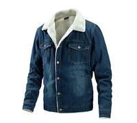 Genérico Cazadoras Hombre - Abrigos De Mezclilla Largo Casual Hombres Bolsillos Chaquetas Blusa Cálido Otoño Invierno Manga Abrigos Y Chaquetas De Los Hombres (Dark Blue XL)