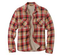 Genérico Cazadoras Hombre - Hombres De Felpa De Manga Larga Casual Turn Down Collar Plaid Print Breasted Warm Coat Popular Winter Jacket Coat (Khaki XL)