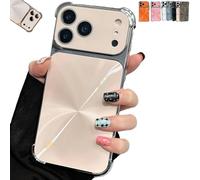 Genérico CD-Texture Case Cover for iPhone 17/16/15/14/13 Series, 4-Corners Stylish Shockproof Electroplated Camera Lens Protection Phone Case Shell (For 17 Pro MAX,Gold)