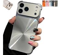 Genérico CD-Texture Case Cover for iPhone 17/16/15/14/13 Series, 4-Corners Stylish Shockproof Electroplated Camera Lens Protection Phone Case Shell (For 16 Pro MAX,Gray)