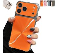 Genérico CD-Texture Case Cover for iPhone 17/16/15/14/13 Series, 4-Corners Stylish Shockproof Electroplated Camera Lens Protection Phone Case Shell (For 13 Pro MAX,Orange)