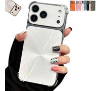Genérico CD-Texture Case Cover for iPhone 17/16/15/14/13 Series, 4-Corners Stylish Shockproof Electroplated Camera Lens Protection Phone Case Shell (For 13 Pro,White)