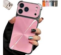 Genérico CD-Texture Case Cover for iPhone 17/16/15/14/13 Series, 4-Corners Stylish Shockproof Electroplated Camera Lens Protection Phone Case Shell (For 16,Pink)