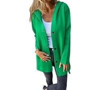 Genérico Cedar and Ash Jacket, Casual Single Breasted Hooded Jacket, Long Sleeve Solid Color Trench Coat with Pockets (green,XL)