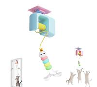 Genérico Ceiling Cat Teaser, Interactive Hanging Cat Retractable String Toys, Smart Auto-Bounce Cats Wand, Rechargeable Interactive Automatic Suction Cup Hanging for All Breed Sizes (Blue)