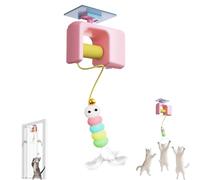 Genérico Ceiling Cat Teaser, Interactive Hanging Cat Retractable String Toys, Smart Auto-Bounce Cats Wand, Rechargeable Interactive Automatic Suction Cup Hanging for All Breed Sizes (Pink)