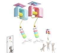 Genérico Ceiling Cat Teaser, Interactive Hanging Cat Retractable String Toys, Smart Auto-Bounce Cats Wand, Rechargeable Interactive Automatic Suction Cup Hanging for All Breed Sizes (2 Pcs)