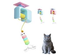 Genérico Ceiling Cat Teaser,Self Adhesive Pet Cat Toys,Automatic Bouncing, Interactive Electric Pussy Toy with Self Adhesive Suction Cup Indoor Door Frame Hanging (Blue)