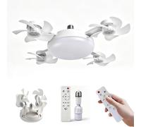 Genérico Ceiling Fan Light with Remote Control, 19.69 Inch Screw-In LED, Foldable, E27 Socket Ceiling Fans Light - 2-in-1 Silent LED Fan with Remote Control, 3 Wind Speeds & 3-Color Di (4 heads)