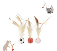 Genérico Celery Pets Cat Toy, Interactive Feather Ball Toy Set for Cats, Bouncy Balls for Cats, Bouncy Ball Tails Cat Toys (A-Mix)